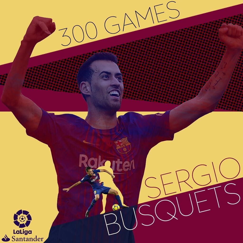سرخیو بوسکتس با حضور در ترکیب بارسلونا مقابل ختافه به رکورد ۳۰۰ بازی برای این تیم در لالیگا رسید.